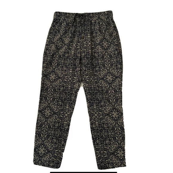 Coldwater Creek Elastic Waist Taj Tile Pant Natural Fit Print Navy Petite XS 4-6 - Picture 1 of 10